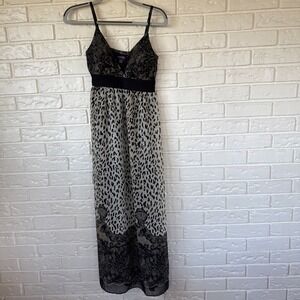 Hot Gal Casual long maxi straps Dress animal/lace print black/brown beige sz S